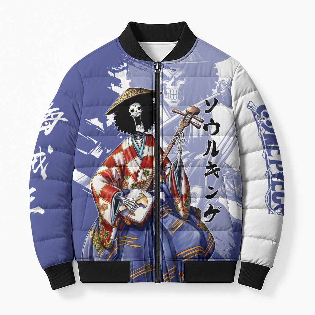 Brook in Wano Samurai Attire Bomber Puffer Jacket Soul King Brook - Traditional Japanese Style