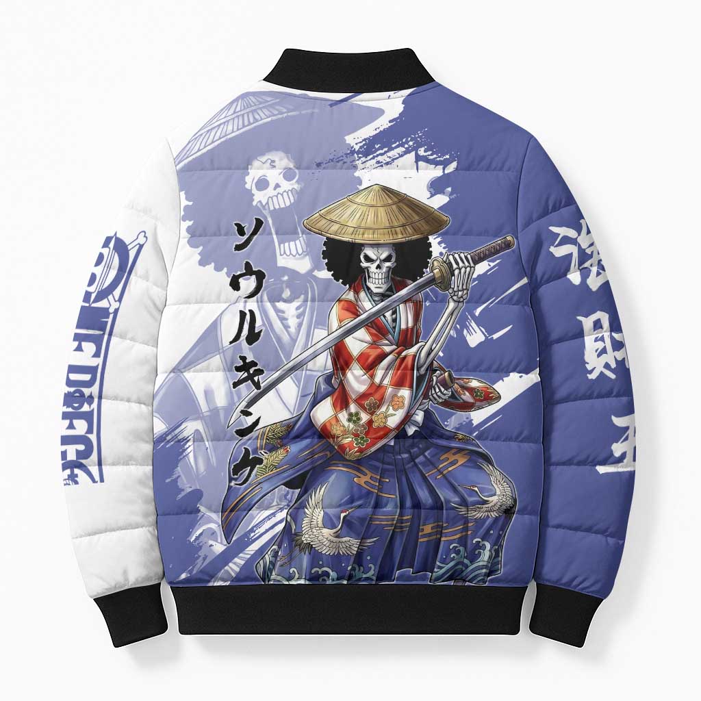 Brook in Wano Samurai Attire Bomber Puffer Jacket Soul King Brook - Traditional Japanese Style