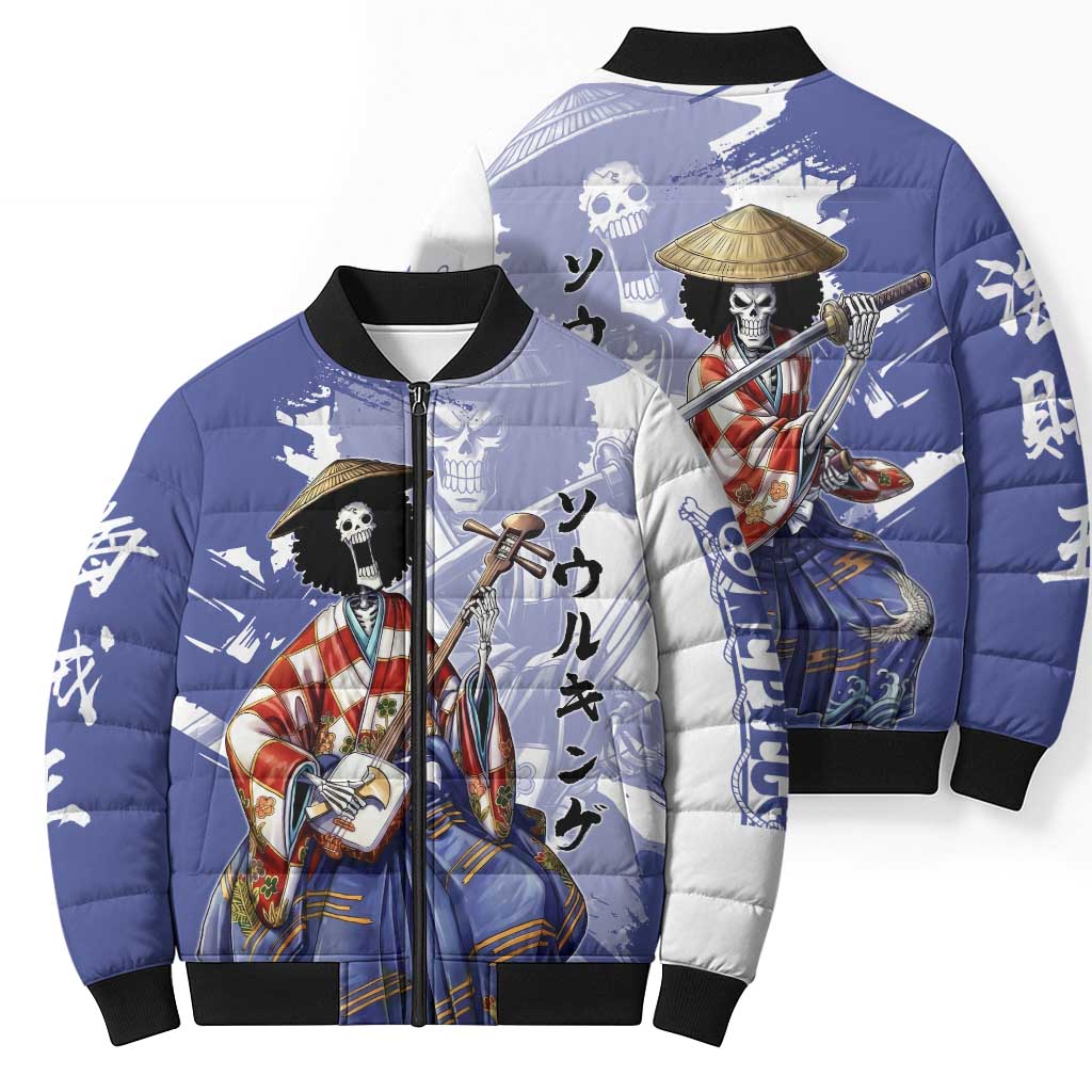 Brook in Wano Samurai Attire Bomber Puffer Jacket Soul King Brook - Traditional Japanese Style