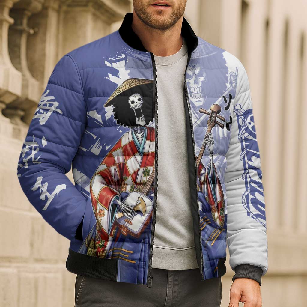 Brook in Wano Samurai Attire Bomber Puffer Jacket Soul King Brook - Traditional Japanese Style