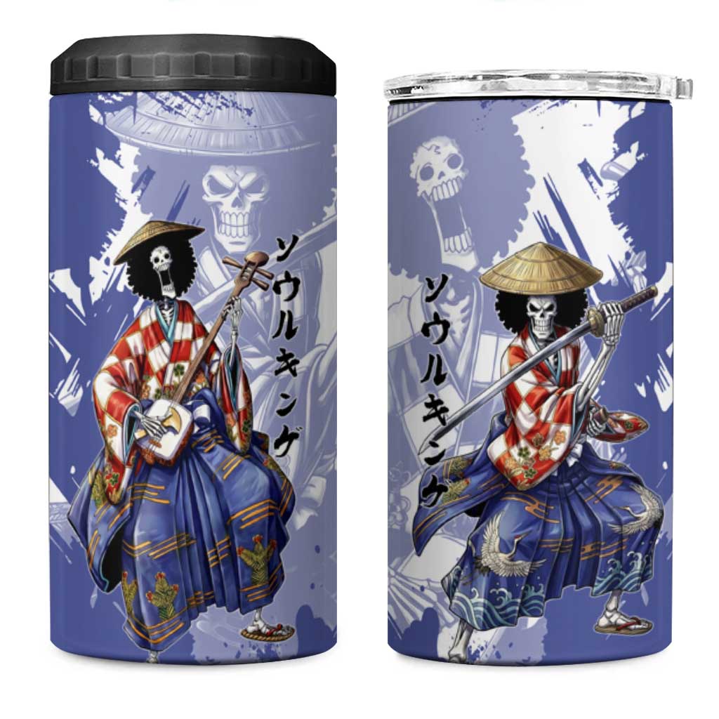 Brook in Wano Samurai Attire 4 in 1 Can Cooler Tumbler Soul King Brook - Traditional Japanese Style