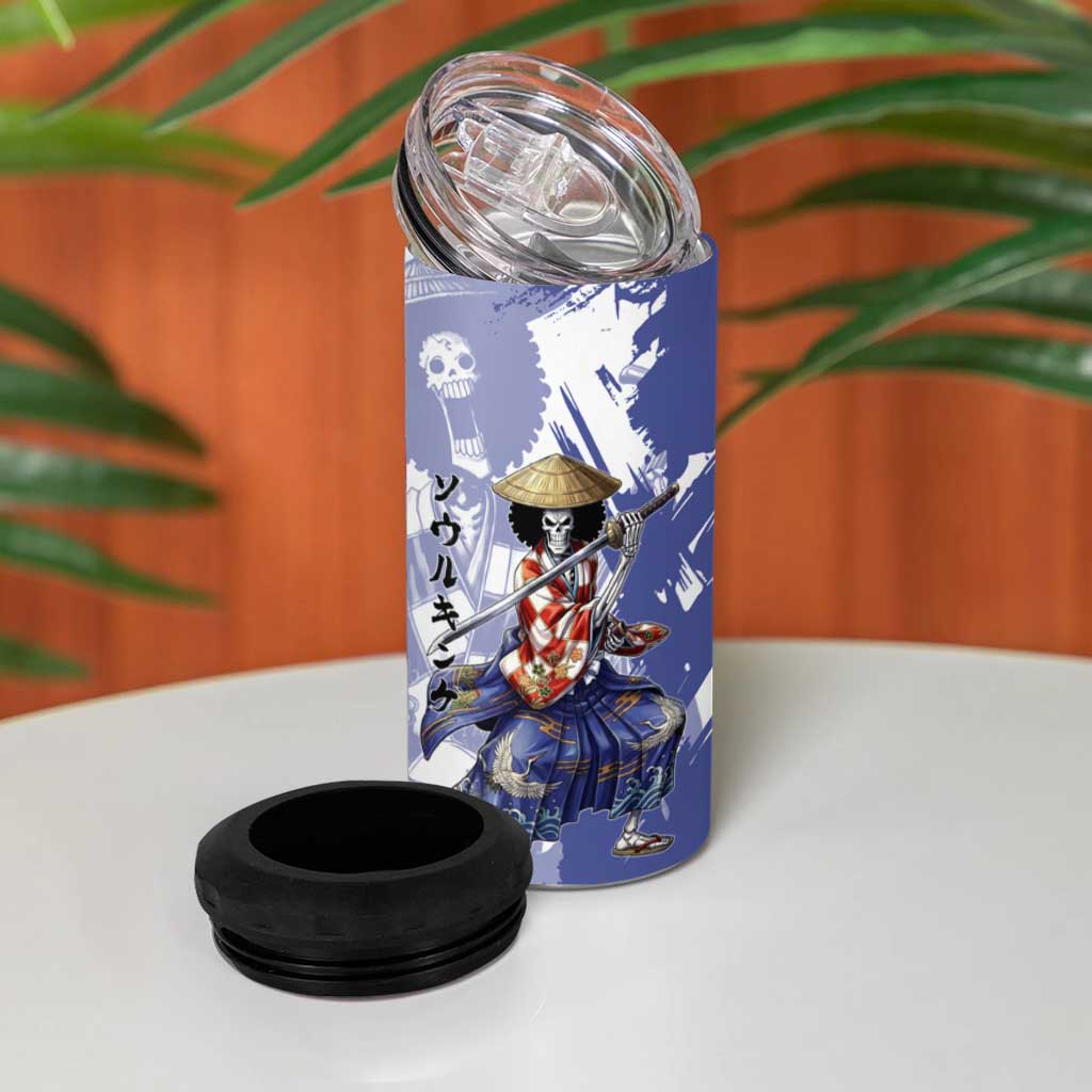 Brook in Wano Samurai Attire 4 in 1 Can Cooler Tumbler Soul King Brook - Traditional Japanese Style