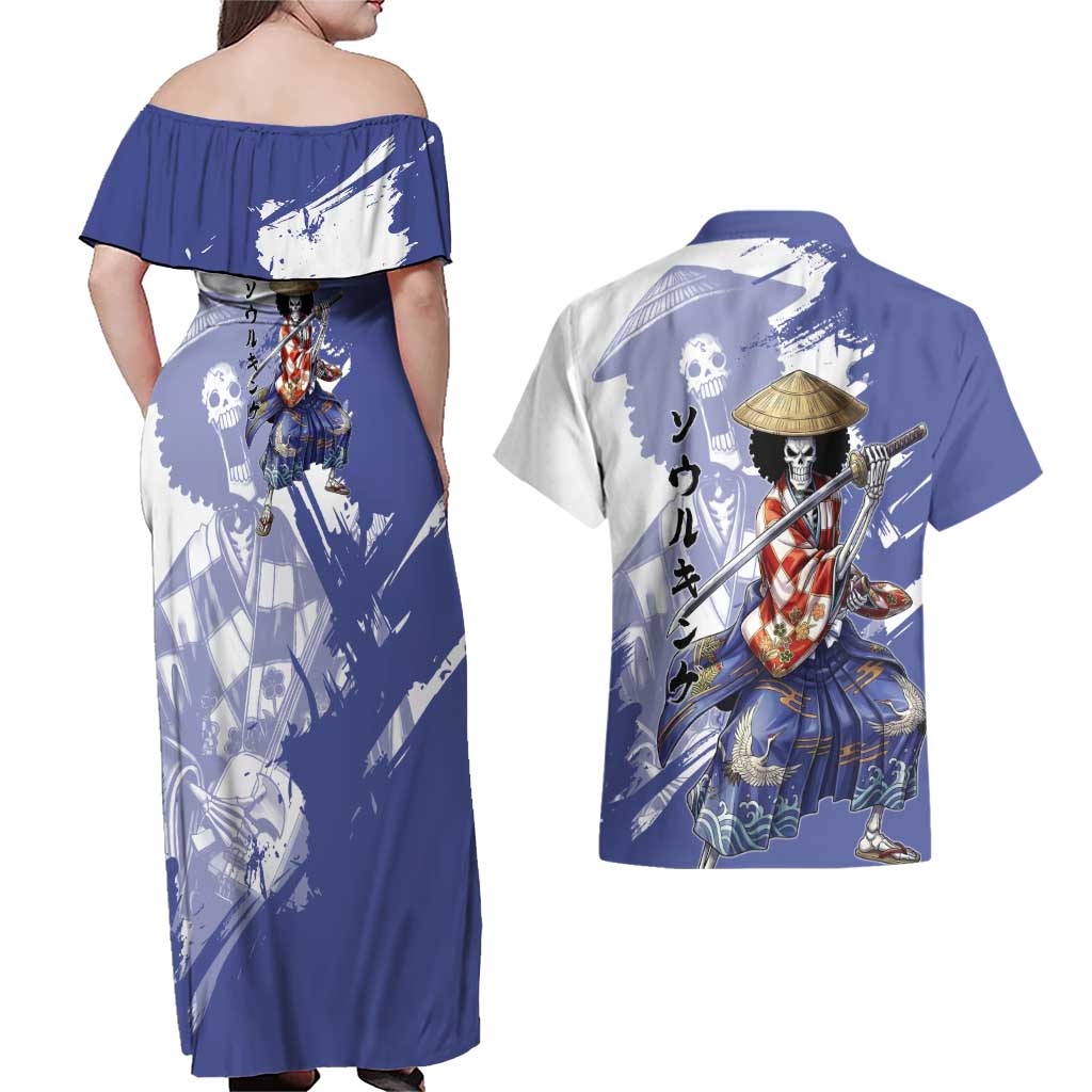 Brook in Wano Samurai Attire Couples Matching Off Shoulder Maxi Dress and Hawaiian Shirt Soul King Brook - Traditional Japanese Style