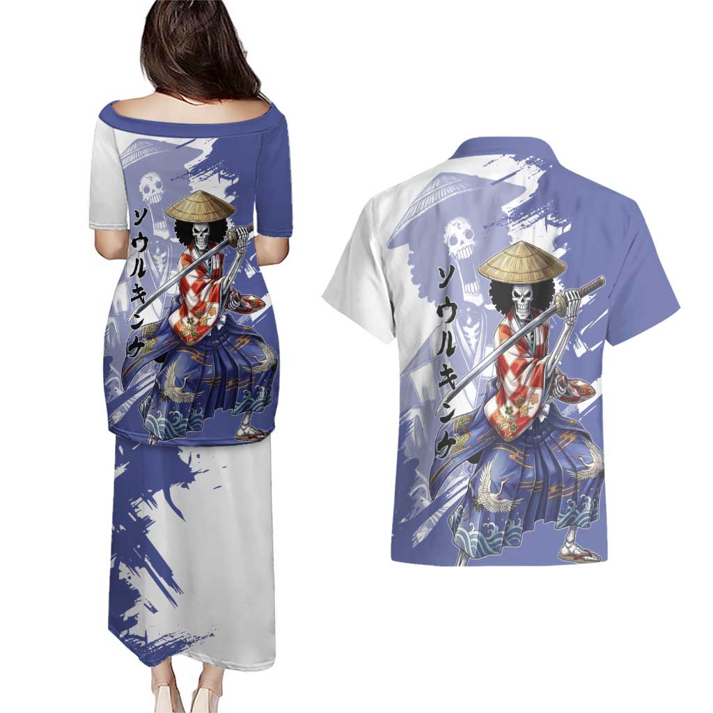 Brook in Wano Samurai Attire Couples Matching Puletasi and Hawaiian Shirt Soul King Brook - Traditional Japanese Style