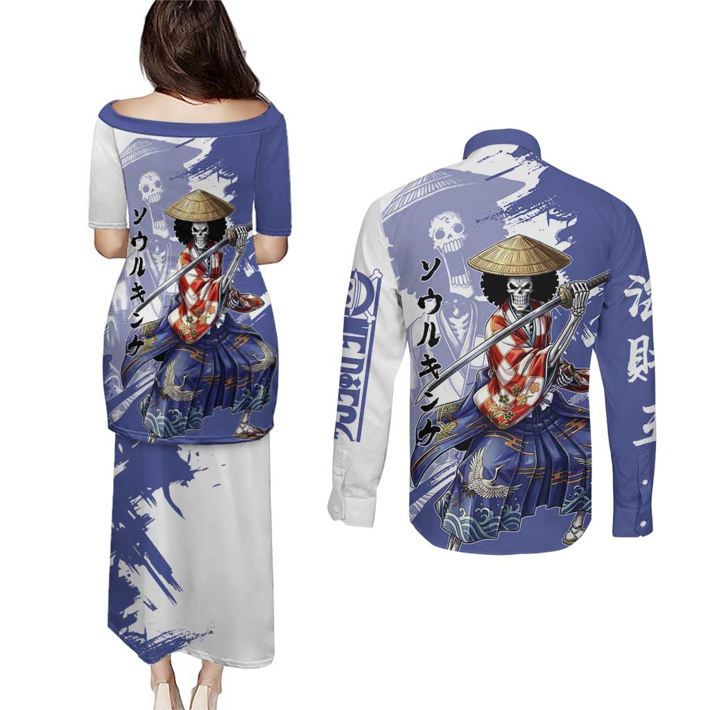 Brook in Wano Samurai Attire Couples Matching Puletasi and Long Sleeve Button Shirt Soul King Brook - Traditional Japanese Style