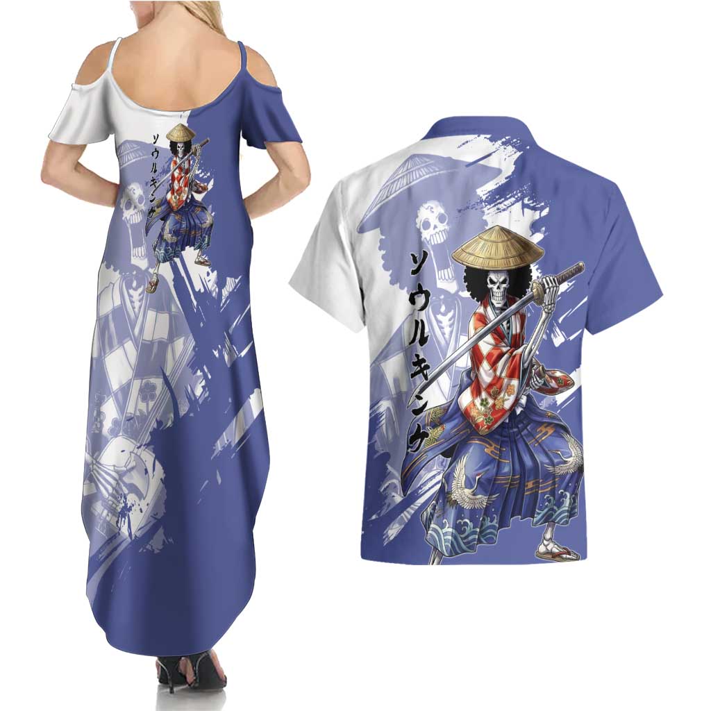 Brook in Wano Samurai Attire Couples Matching Summer Maxi Dress and Hawaiian Shirt Soul King Brook - Traditional Japanese Style