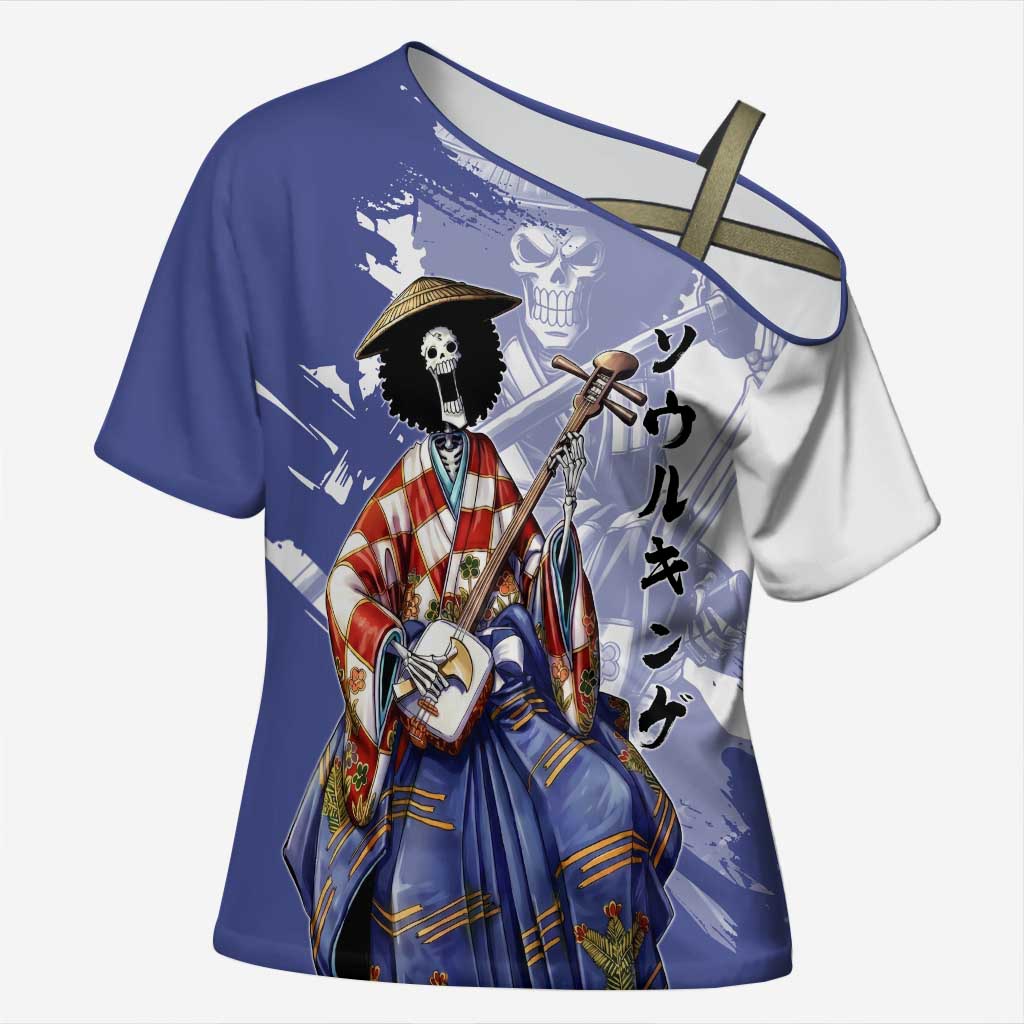 Brook in Wano Samurai Attire Cross Shoulder Shirt Soul King Brook - Traditional Japanese Style