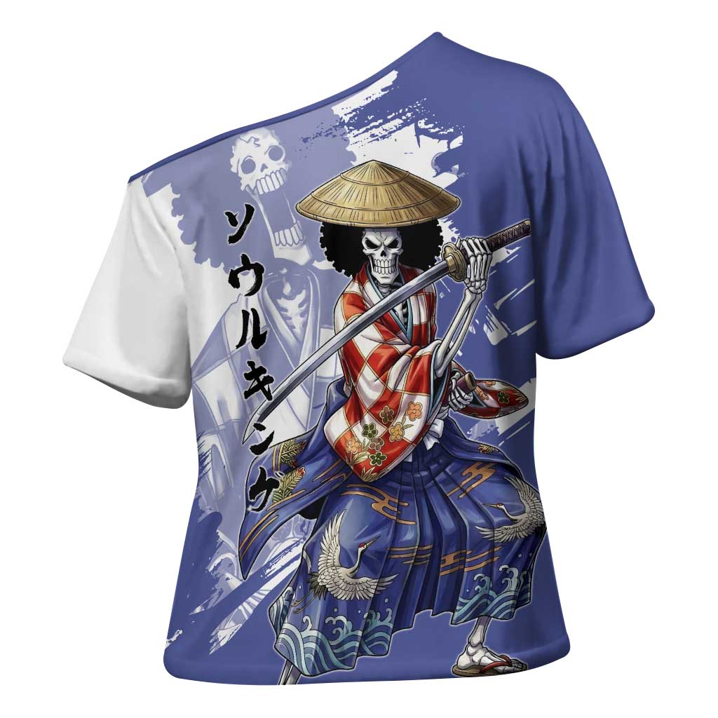 Brook in Wano Samurai Attire Cross Shoulder Shirt Soul King Brook - Traditional Japanese Style