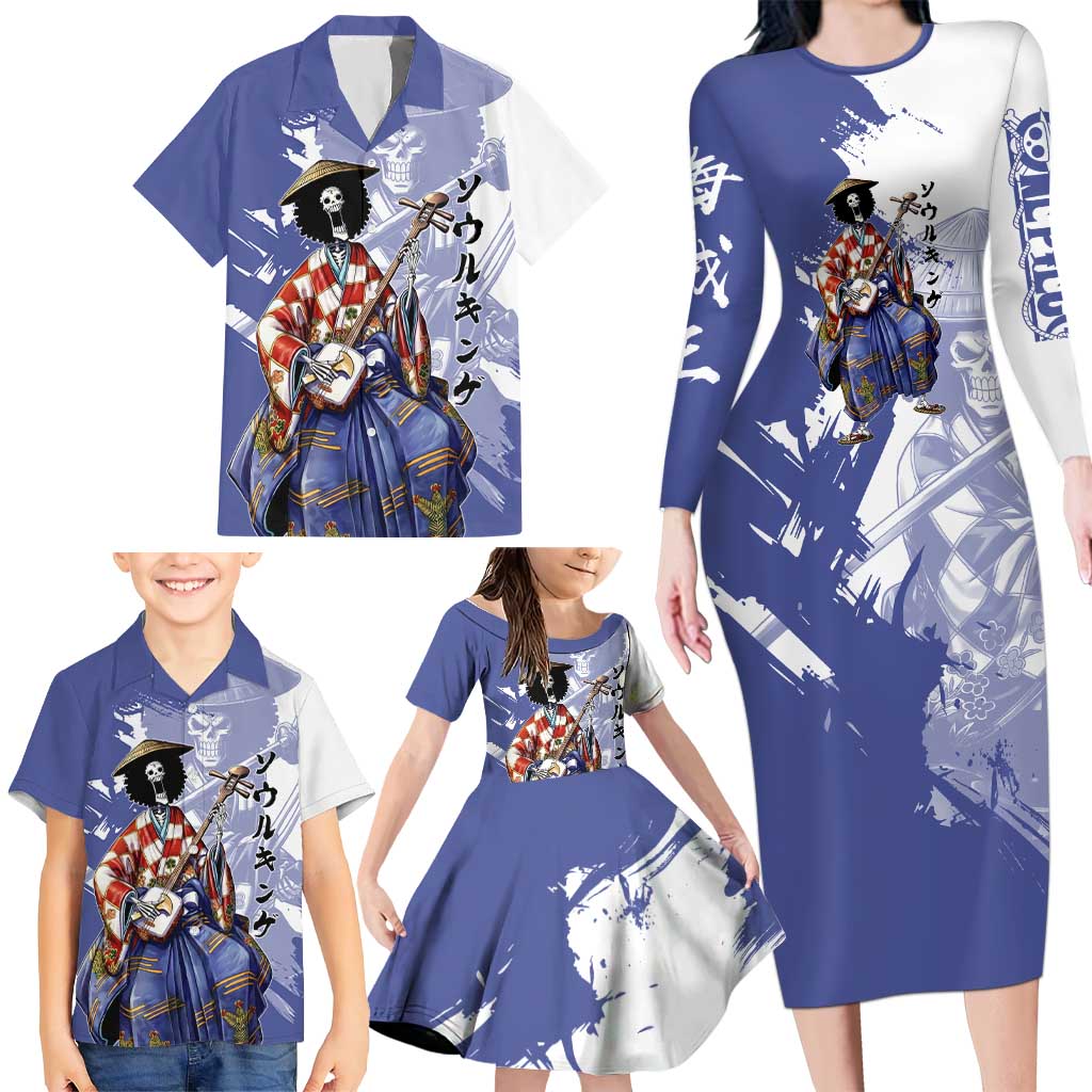 Brook in Wano Samurai Attire Family Matching Long Sleeve Bodycon Dress and Hawaiian Shirt Soul King Brook - Traditional Japanese Style