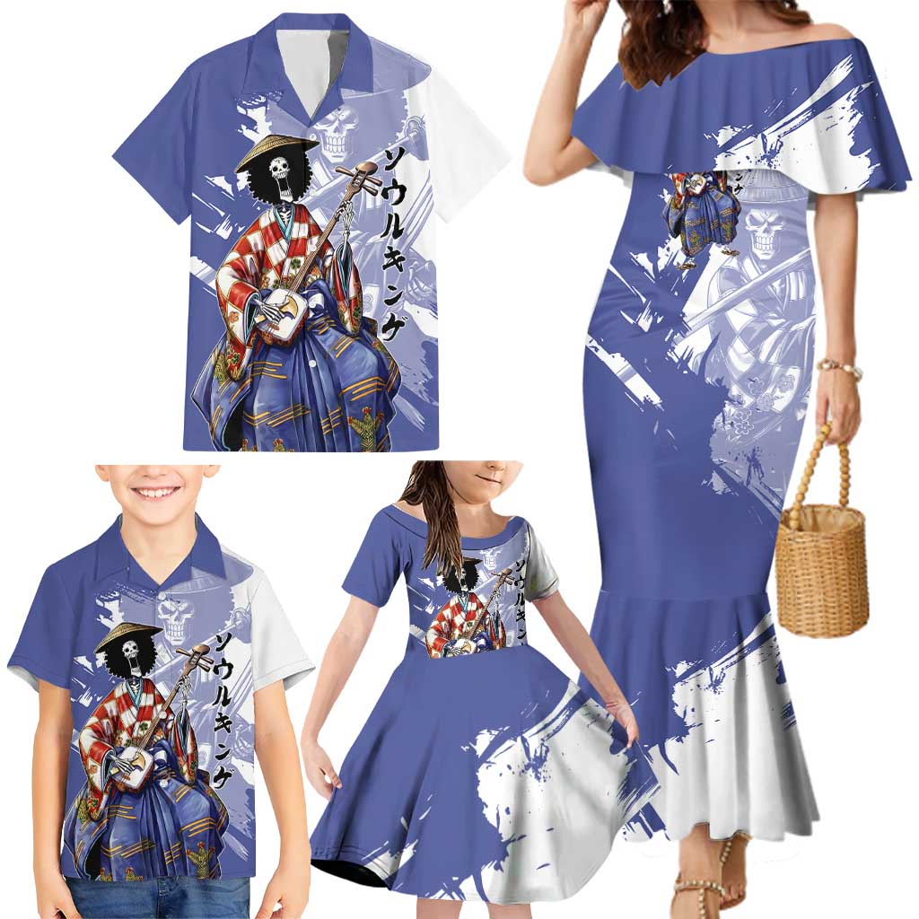 Brook in Wano Samurai Attire Family Matching Mermaid Dress and Hawaiian Shirt Soul King Brook - Traditional Japanese Style