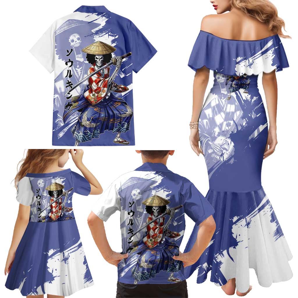 Brook in Wano Samurai Attire Family Matching Mermaid Dress and Hawaiian Shirt Soul King Brook - Traditional Japanese Style
