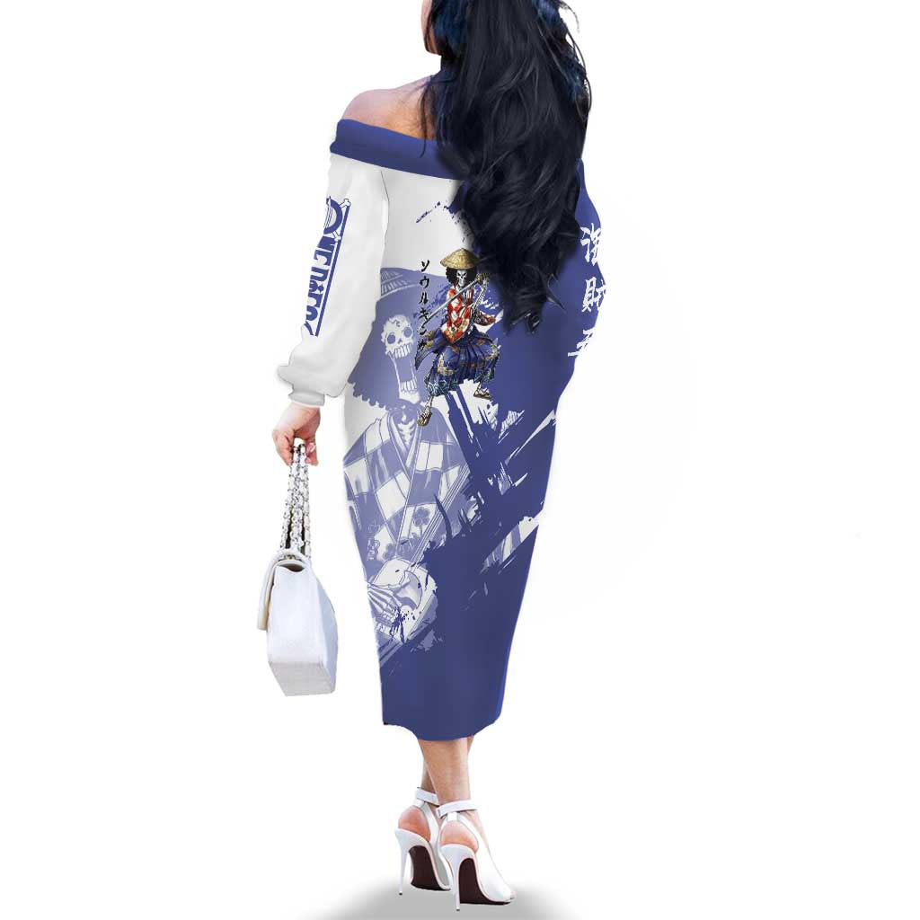 Brook in Wano Samurai Attire Family Matching Off The Shoulder Long Sleeve Dress and Hawaiian Shirt Soul King Brook - Traditional Japanese Style