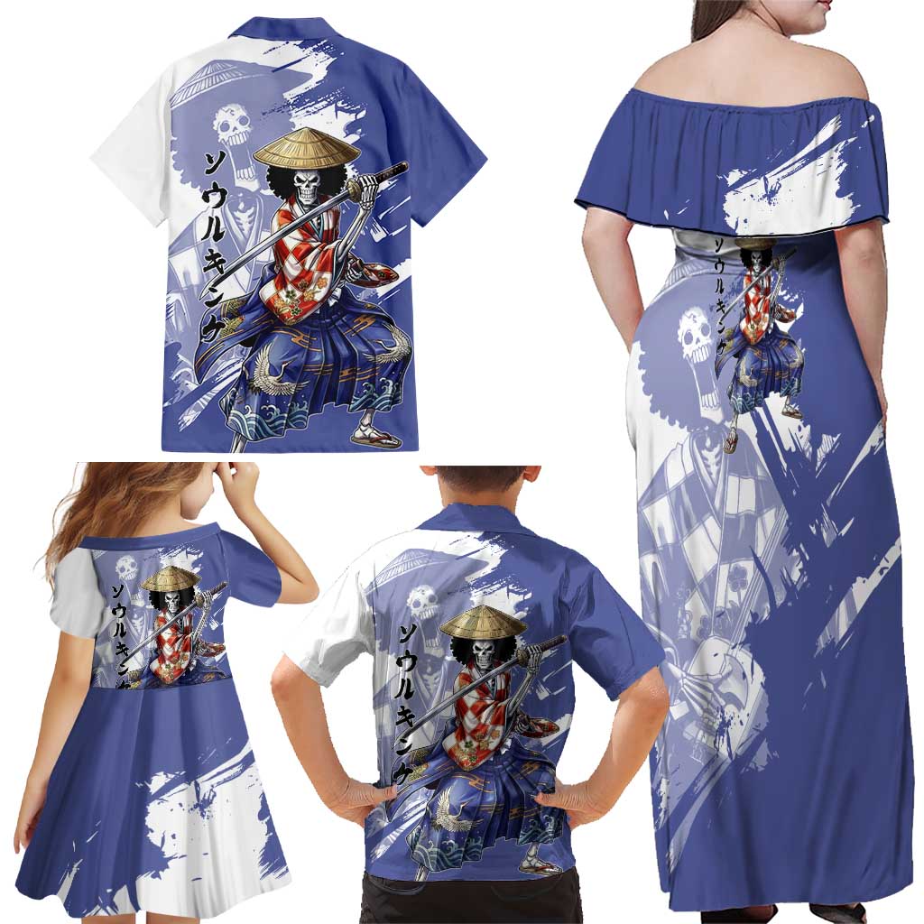 Brook in Wano Samurai Attire Family Matching Off Shoulder Maxi Dress and Hawaiian Shirt Soul King Brook - Traditional Japanese Style