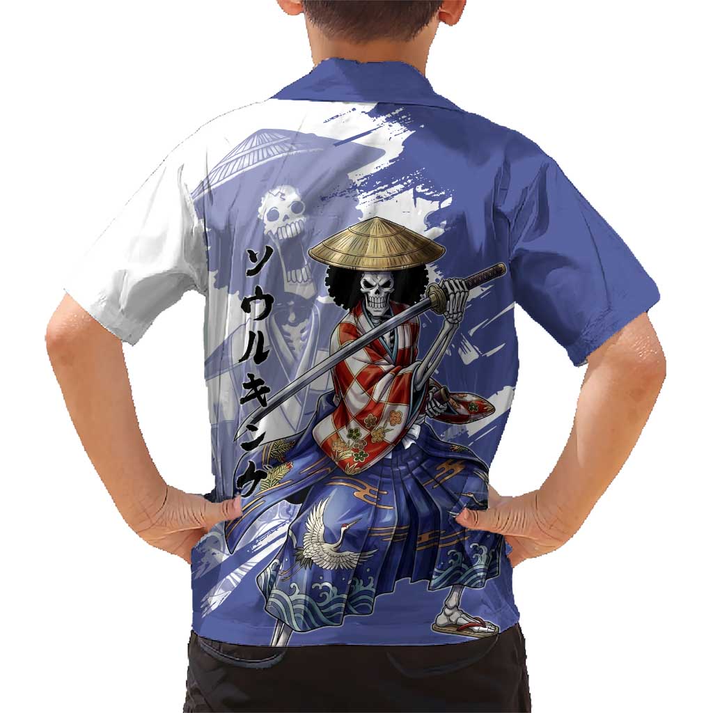 Brook in Wano Samurai Attire Family Matching Off Shoulder Short Dress and Hawaiian Shirt Soul King Brook - Traditional Japanese Style