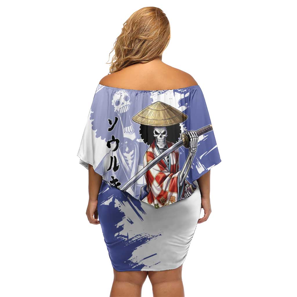 Brook in Wano Samurai Attire Family Matching Off Shoulder Short Dress and Hawaiian Shirt Soul King Brook - Traditional Japanese Style