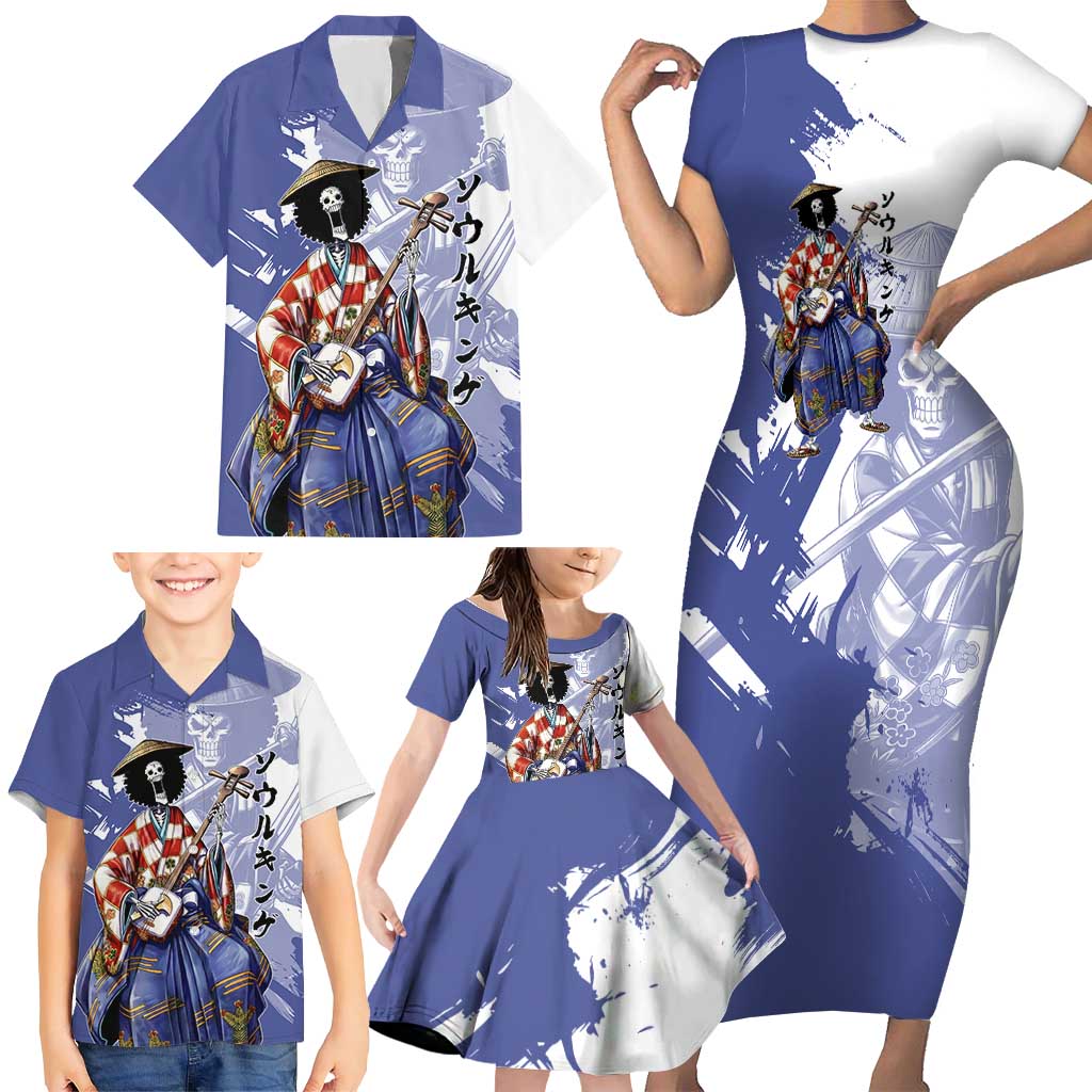 Brook in Wano Samurai Attire Family Matching Short Sleeve Bodycon Dress and Hawaiian Shirt Soul King Brook - Traditional Japanese Style