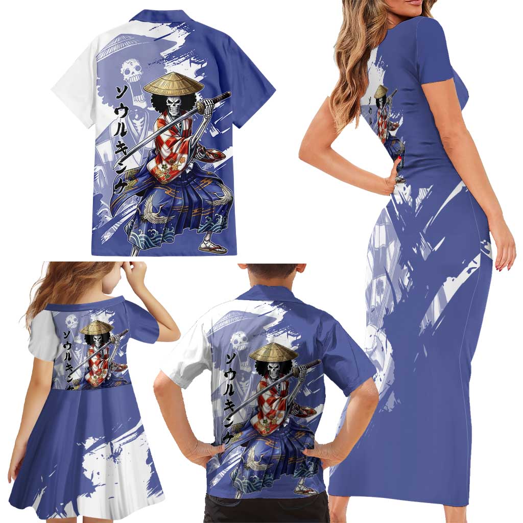 Brook in Wano Samurai Attire Family Matching Short Sleeve Bodycon Dress and Hawaiian Shirt Soul King Brook - Traditional Japanese Style