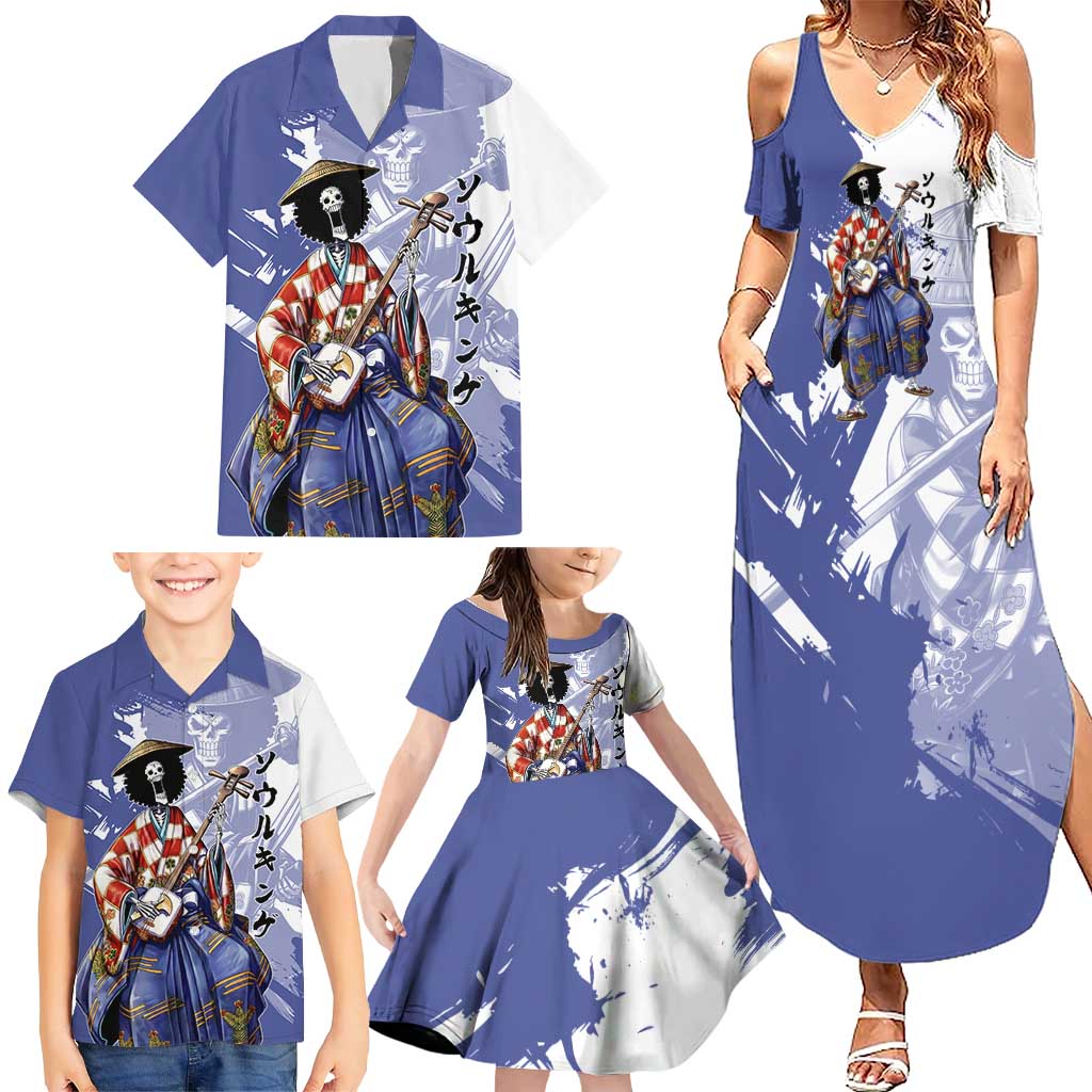 Brook in Wano Samurai Attire Family Matching Summer Maxi Dress and Hawaiian Shirt Soul King Brook - Traditional Japanese Style