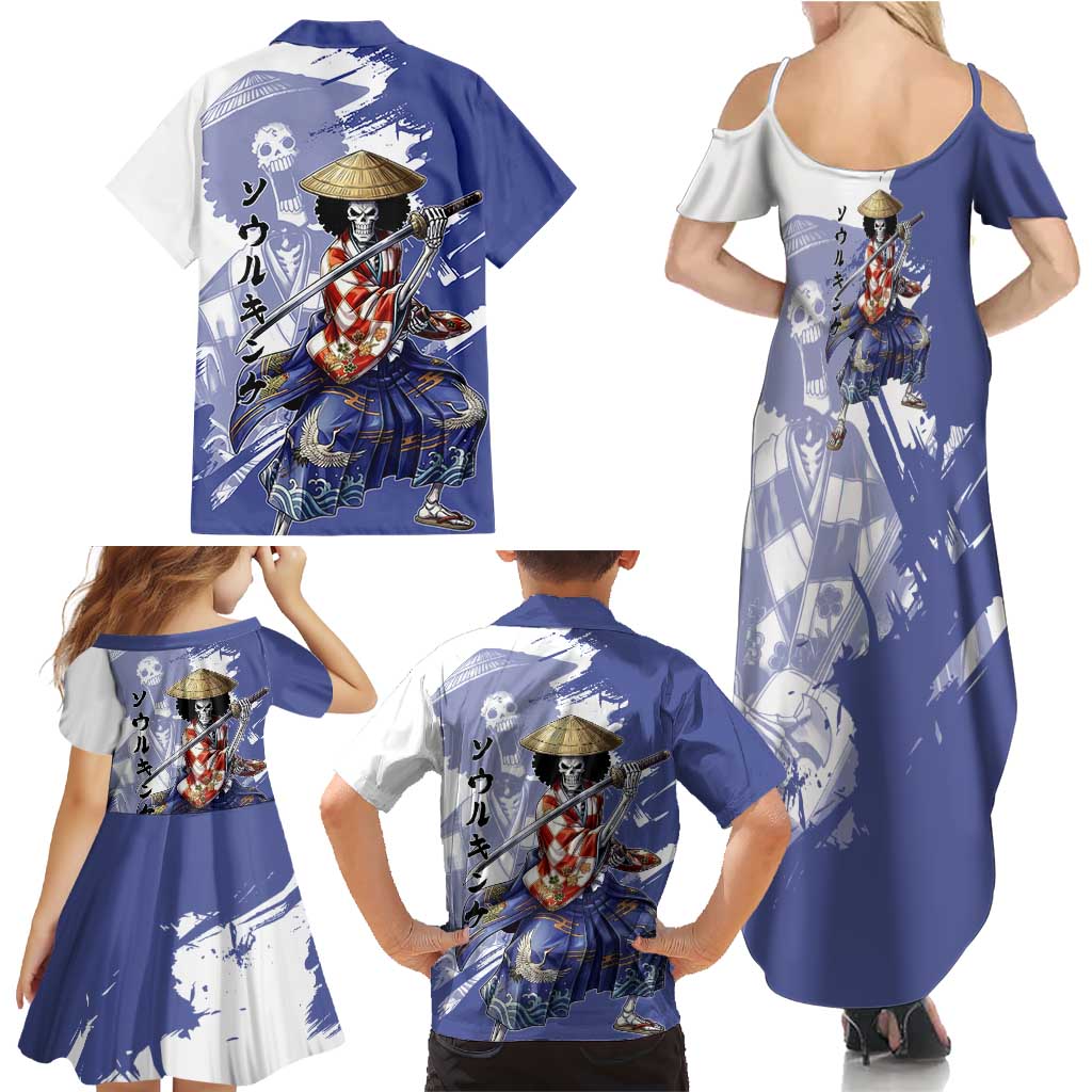 Brook in Wano Samurai Attire Family Matching Summer Maxi Dress and Hawaiian Shirt Soul King Brook - Traditional Japanese Style