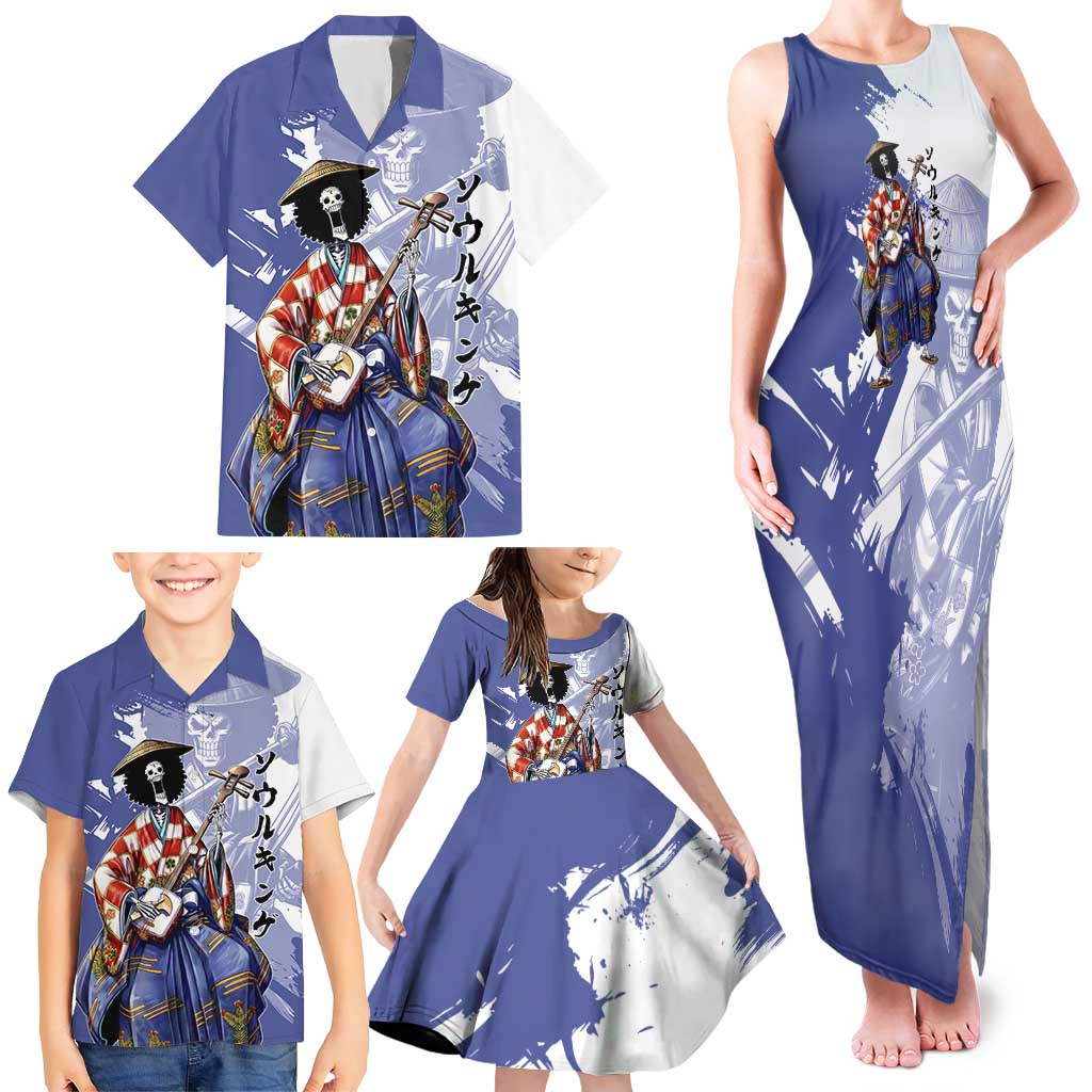 Brook in Wano Samurai Attire Family Matching Tank Maxi Dress and Hawaiian Shirt Soul King Brook - Traditional Japanese Style