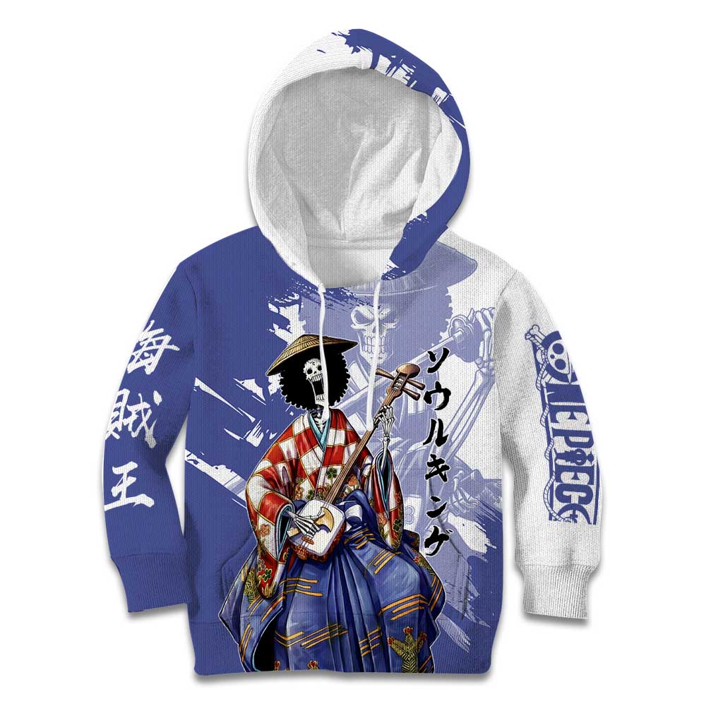 Brook in Wano Samurai Attire Kid Hoodie Soul King Brook - Traditional Japanese Style