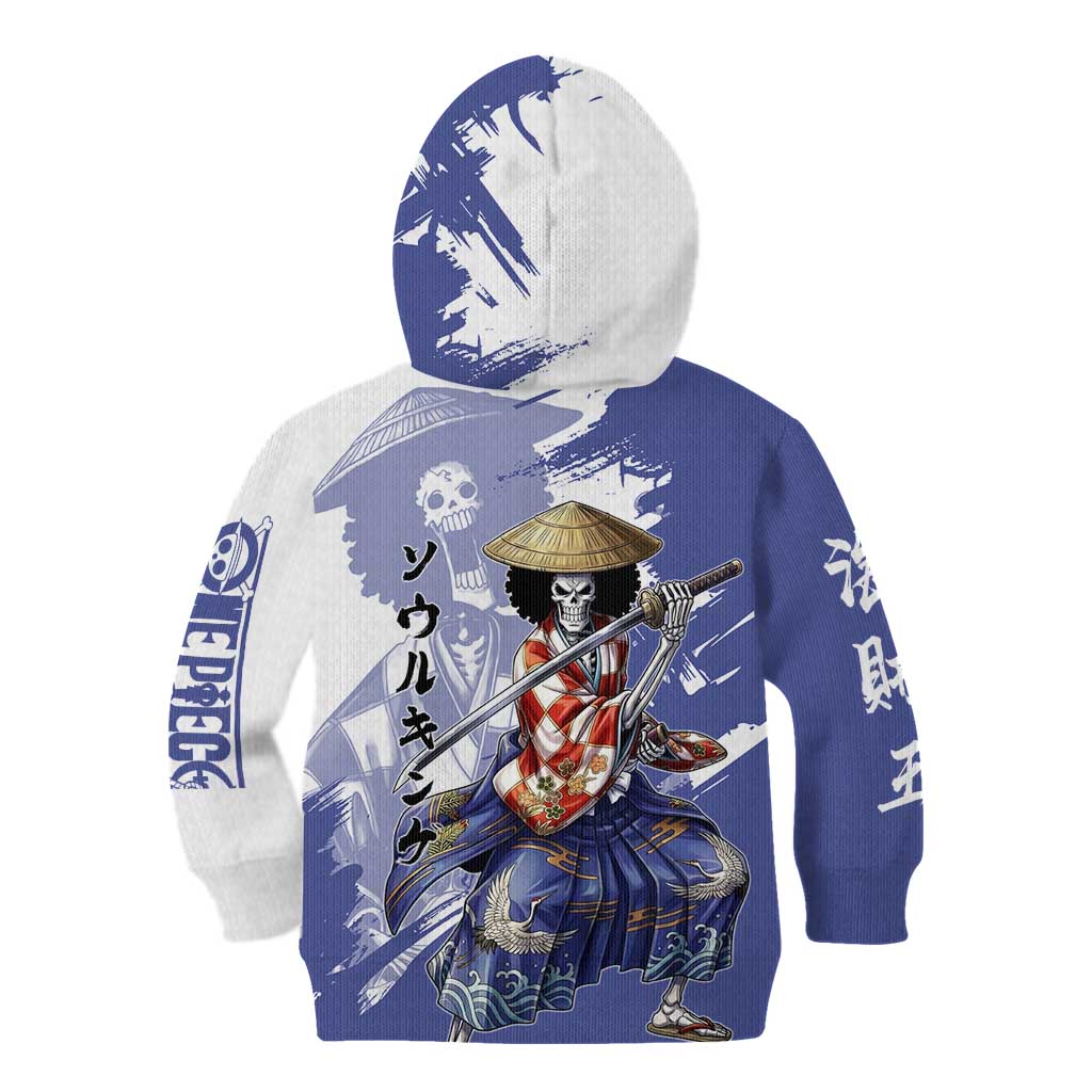 Brook in Wano Samurai Attire Kid Hoodie Soul King Brook - Traditional Japanese Style