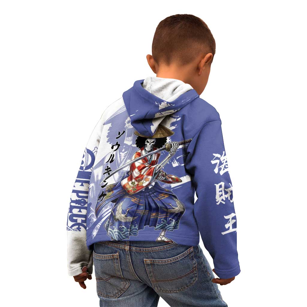 Brook in Wano Samurai Attire Kid Hoodie Soul King Brook - Traditional Japanese Style