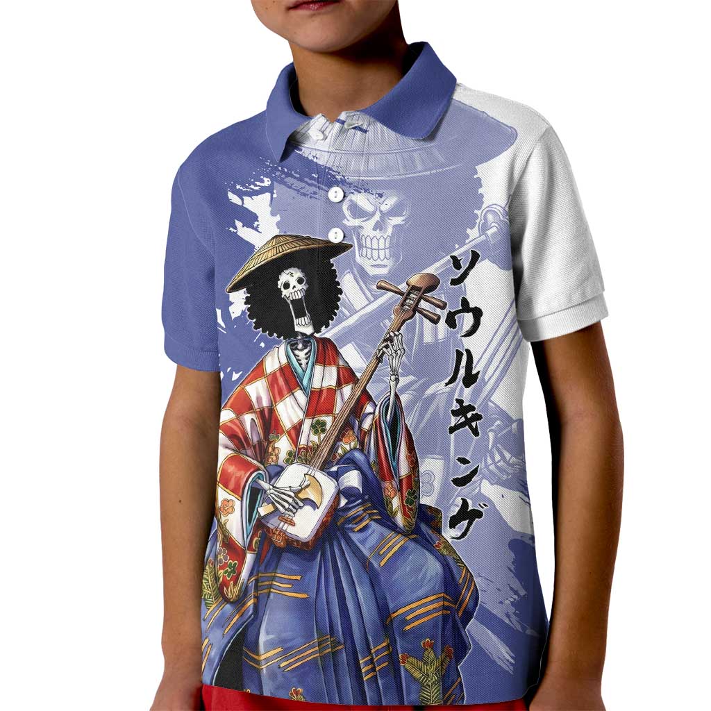 Brook in Wano Samurai Attire Kid Polo Shirt Soul King Brook - Traditional Japanese Style