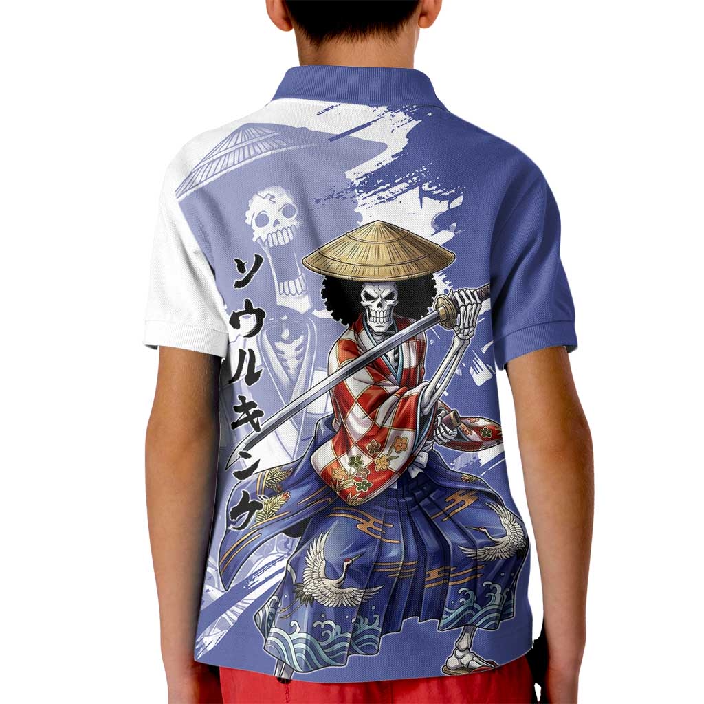 Brook in Wano Samurai Attire Kid Polo Shirt Soul King Brook - Traditional Japanese Style