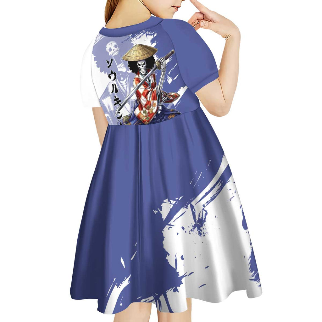 Brook in Wano Samurai Attire Kid Short Sleeve Dress Soul King Brook - Traditional Japanese Style