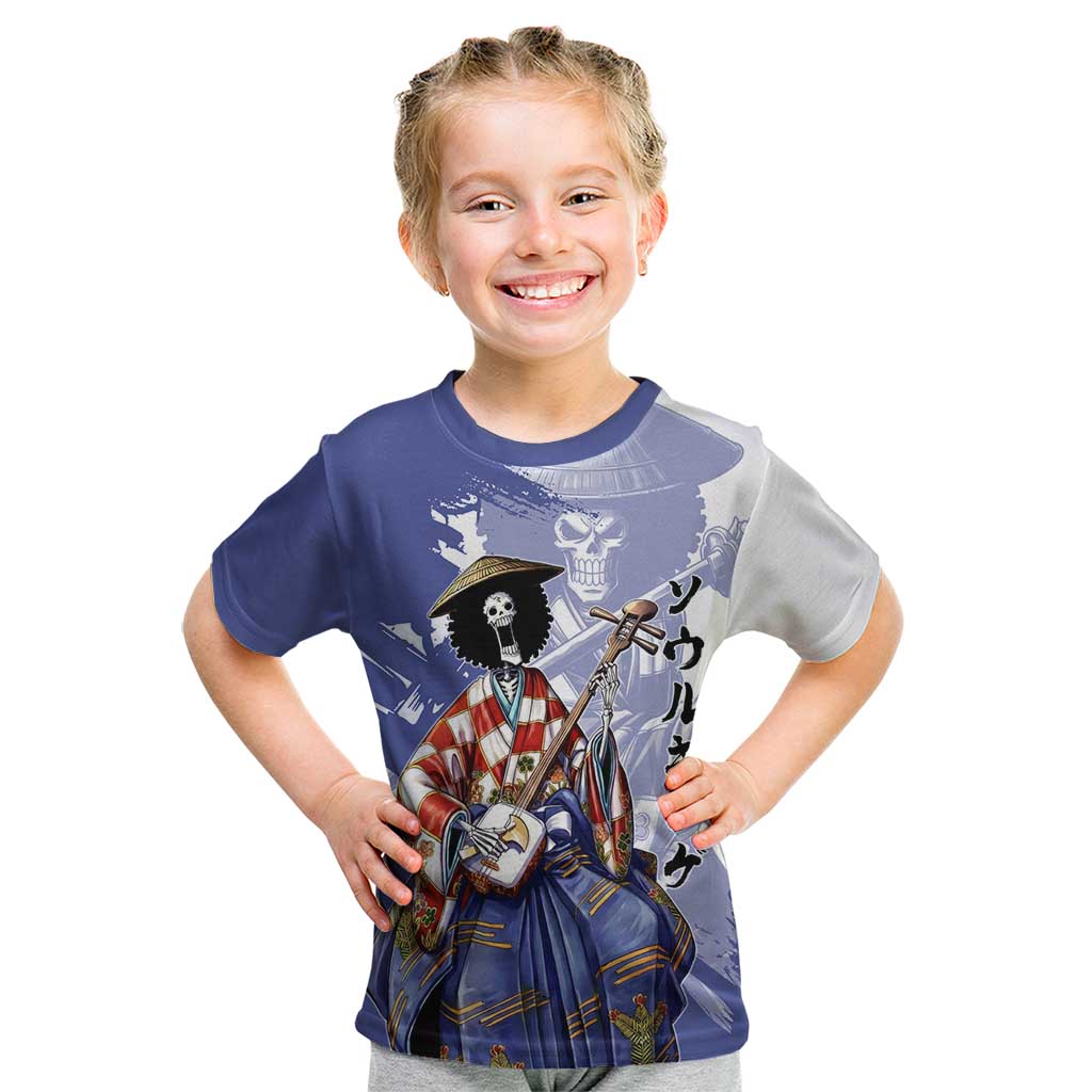 Brook in Wano Samurai Attire Kid T Shirt Soul King Brook - Traditional Japanese Style