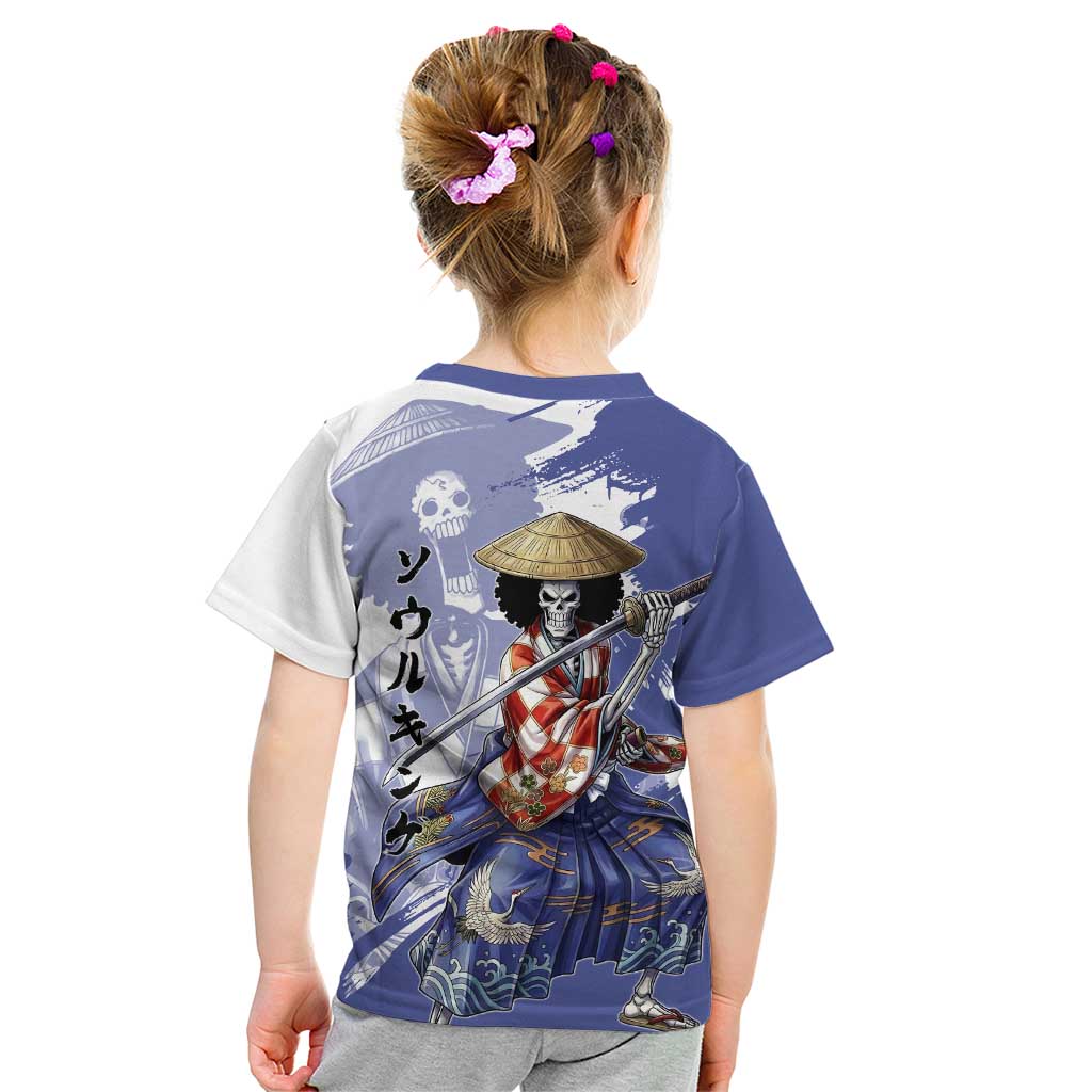 Brook in Wano Samurai Attire Kid T Shirt Soul King Brook - Traditional Japanese Style