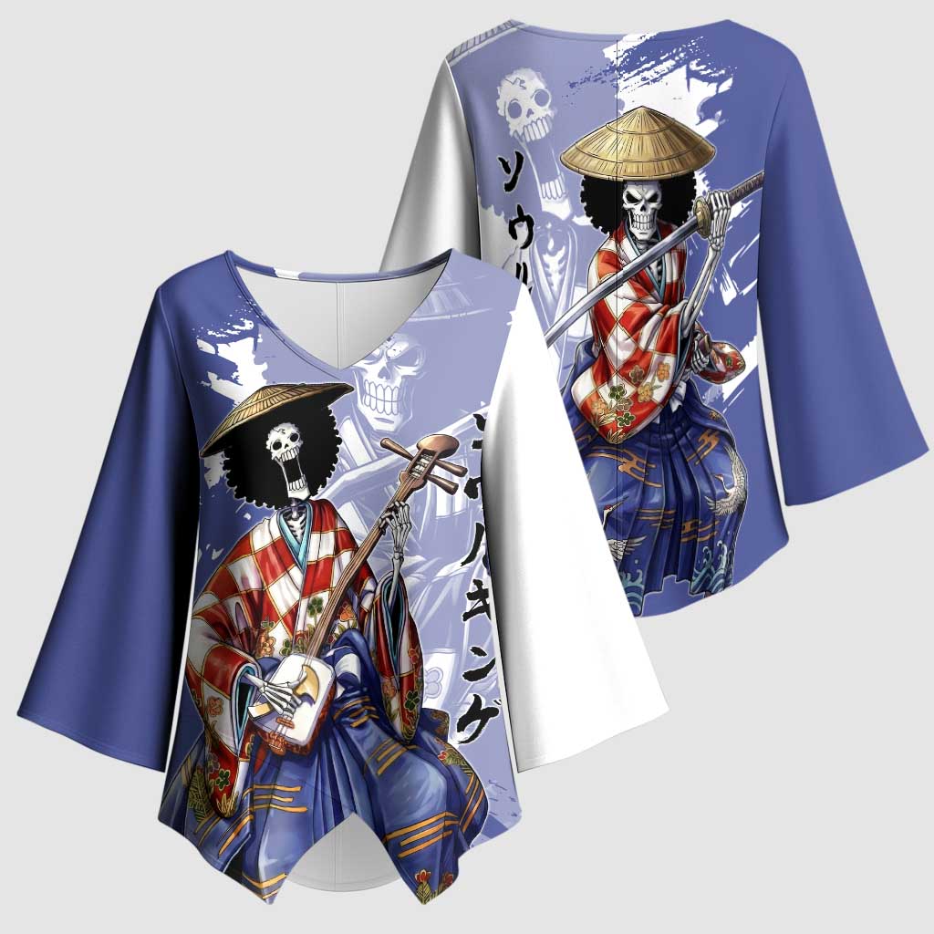 Brook in Wano Samurai Attire Kimono Sleeve Blouse Soul King Brook - Traditional Japanese Style