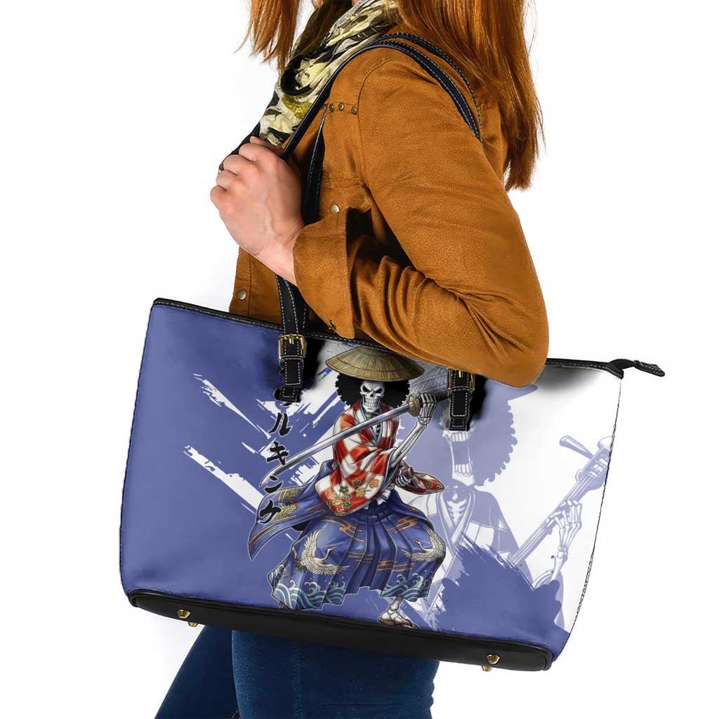 Brook in Wano Samurai Attire Leather Tote Bag Soul King Brook - Traditional Japanese Style