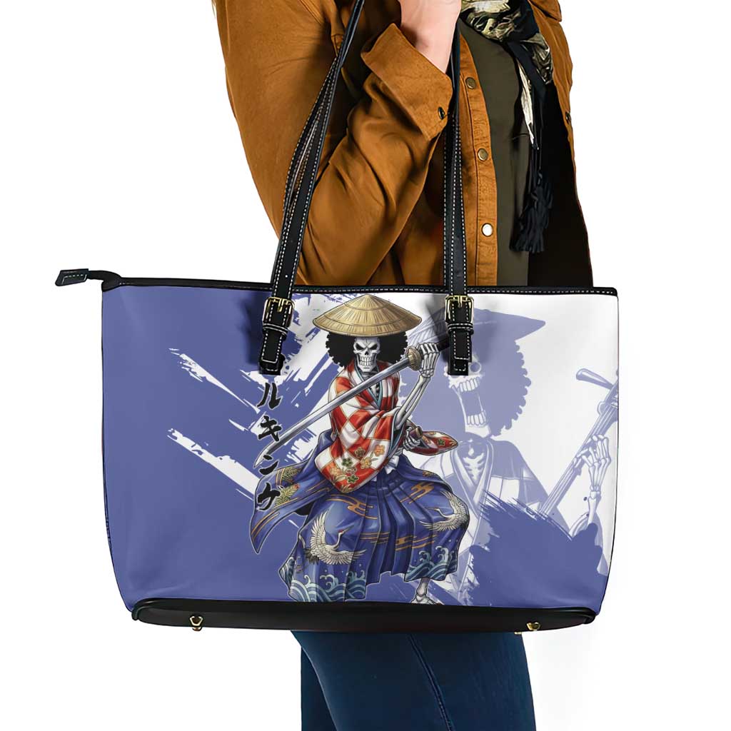 Brook in Wano Samurai Attire Leather Tote Bag Soul King Brook - Traditional Japanese Style