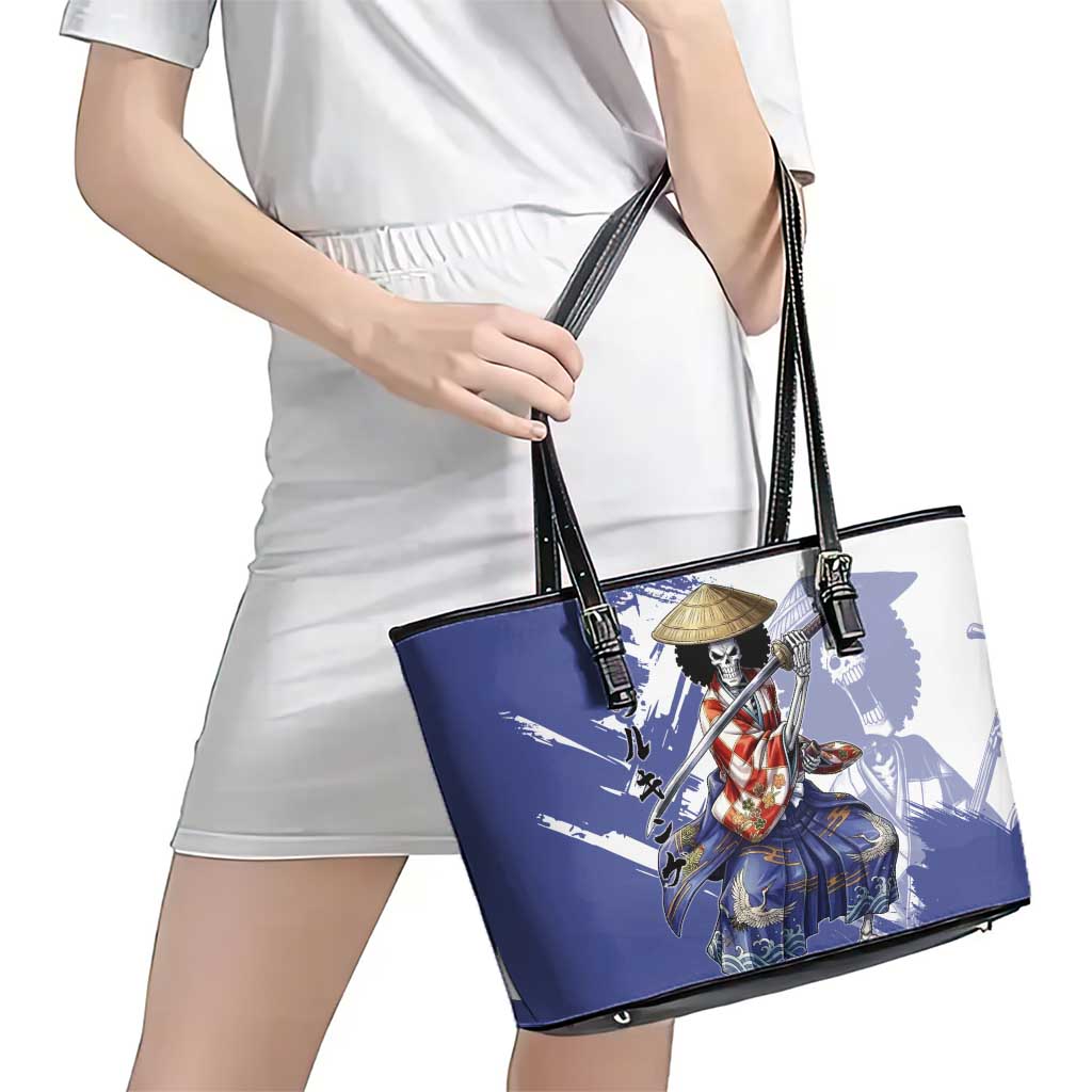 Brook in Wano Samurai Attire Leather Tote Bag Soul King Brook - Traditional Japanese Style