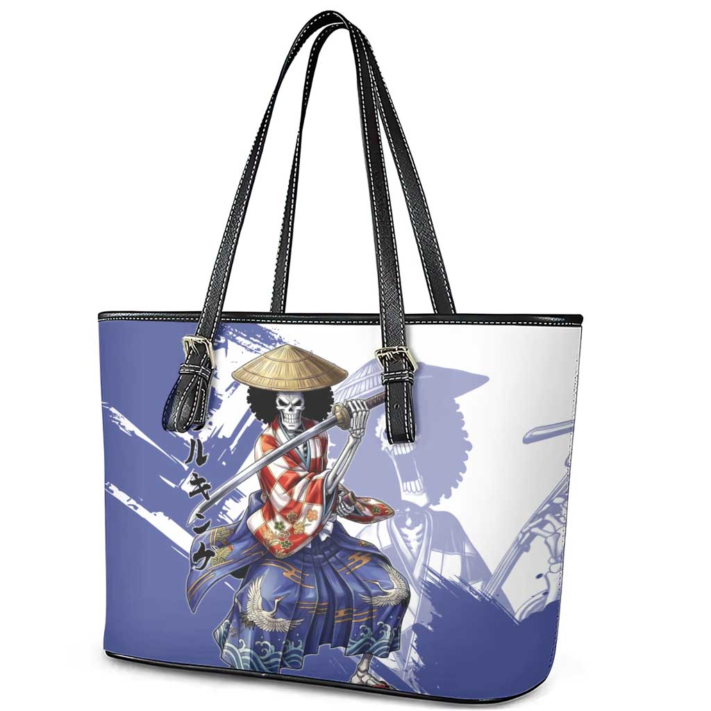 Brook in Wano Samurai Attire Leather Tote Bag Soul King Brook - Traditional Japanese Style