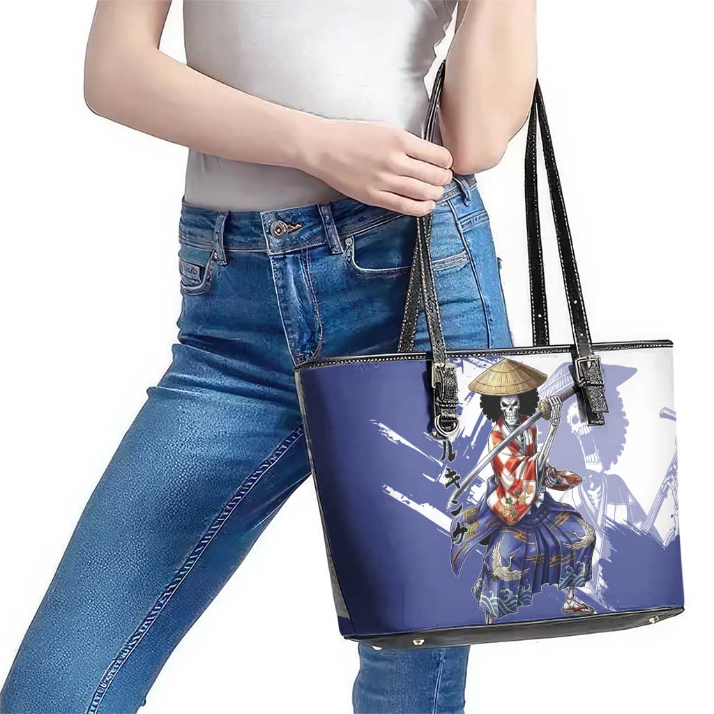 Brook in Wano Samurai Attire Leather Tote Bag Soul King Brook - Traditional Japanese Style