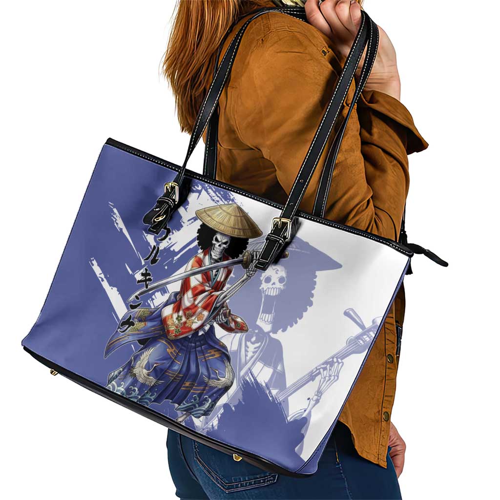 Brook in Wano Samurai Attire Leather Tote Bag Soul King Brook - Traditional Japanese Style
