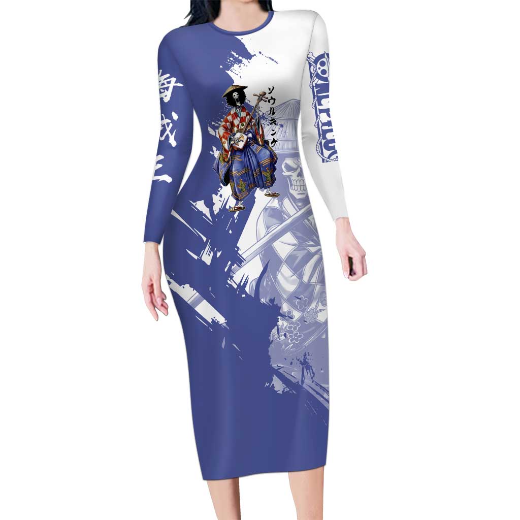 Brook in Wano Samurai Attire Long Sleeve Bodycon Dress Soul King Brook - Traditional Japanese Style