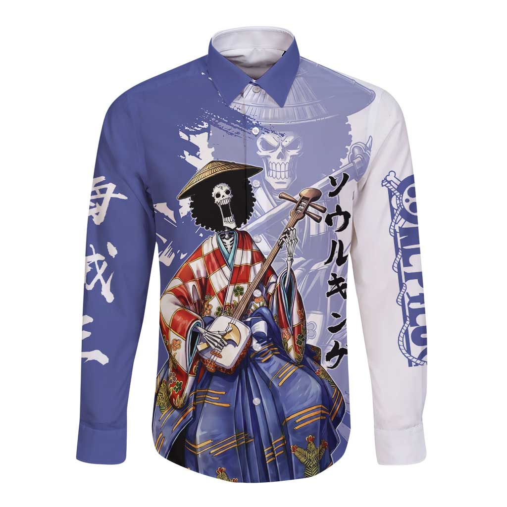 Brook in Wano Samurai Attire Long Sleeve Button Shirt Soul King Brook - Traditional Japanese Style