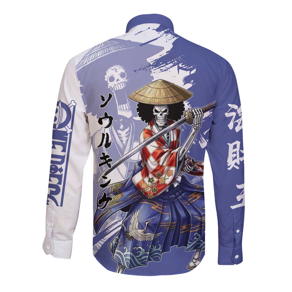 Brook in Wano Samurai Attire Long Sleeve Button Shirt Soul King Brook - Traditional Japanese Style