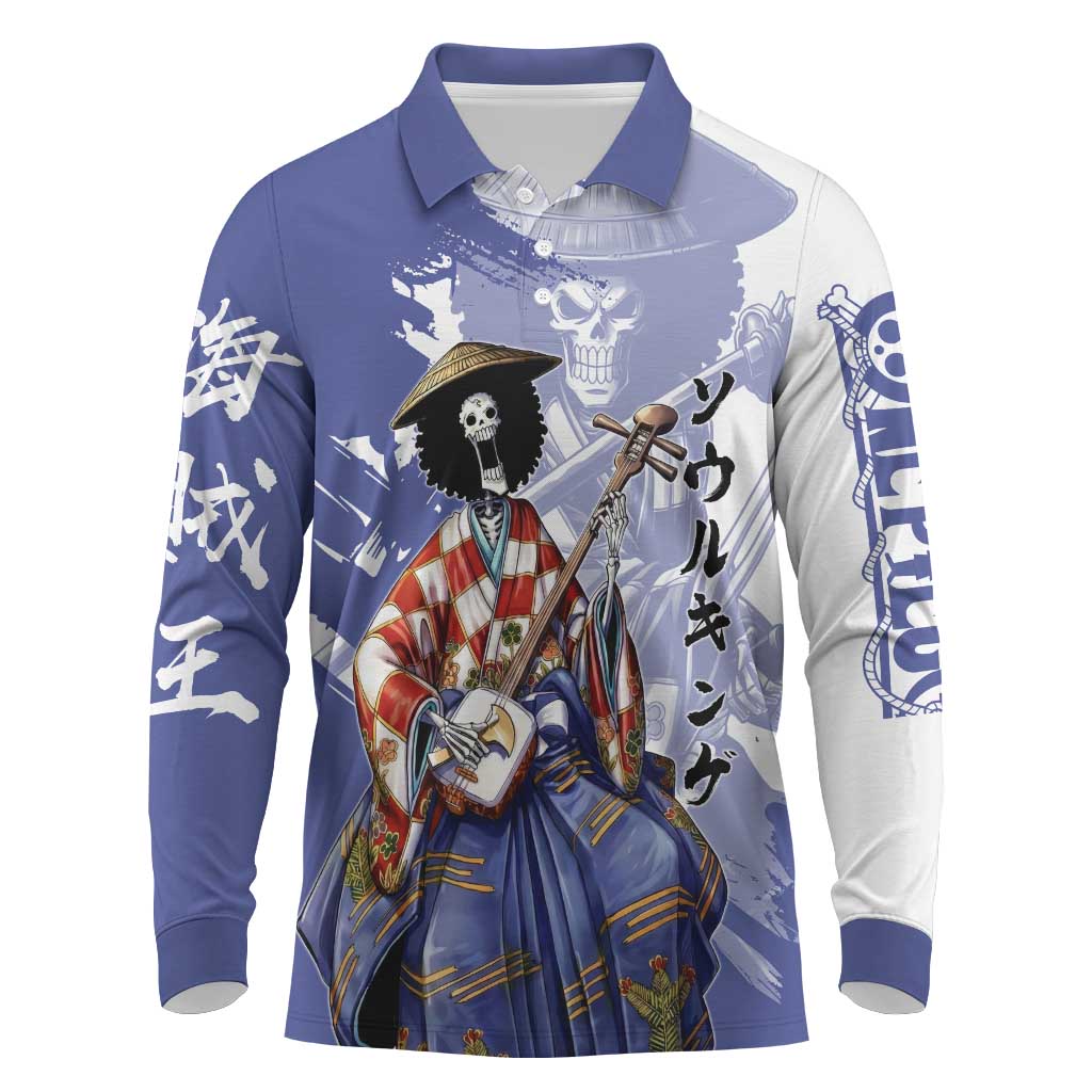 Brook in Wano Samurai Attire Long Sleeve Polo Shirt Soul King Brook - Traditional Japanese Style