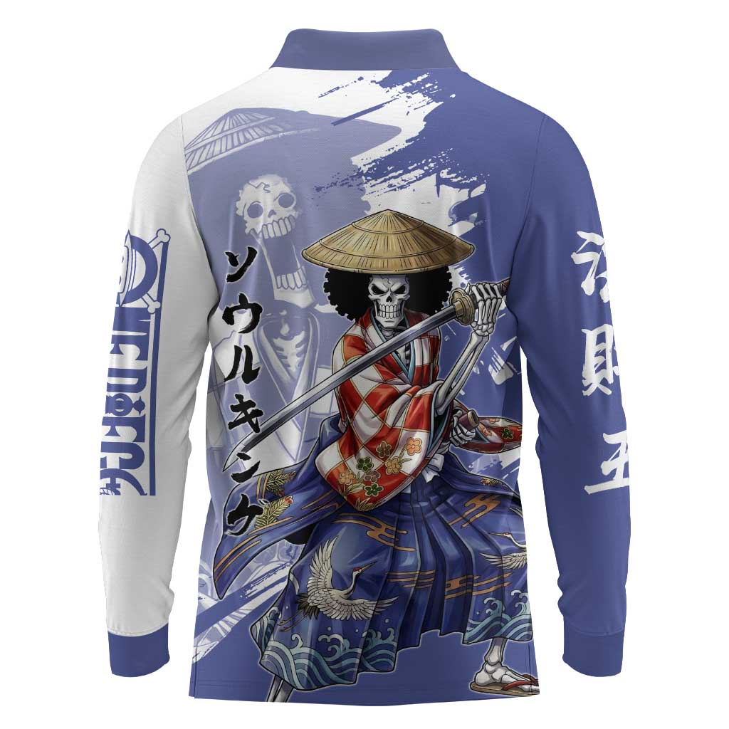 Brook in Wano Samurai Attire Long Sleeve Polo Shirt Soul King Brook - Traditional Japanese Style
