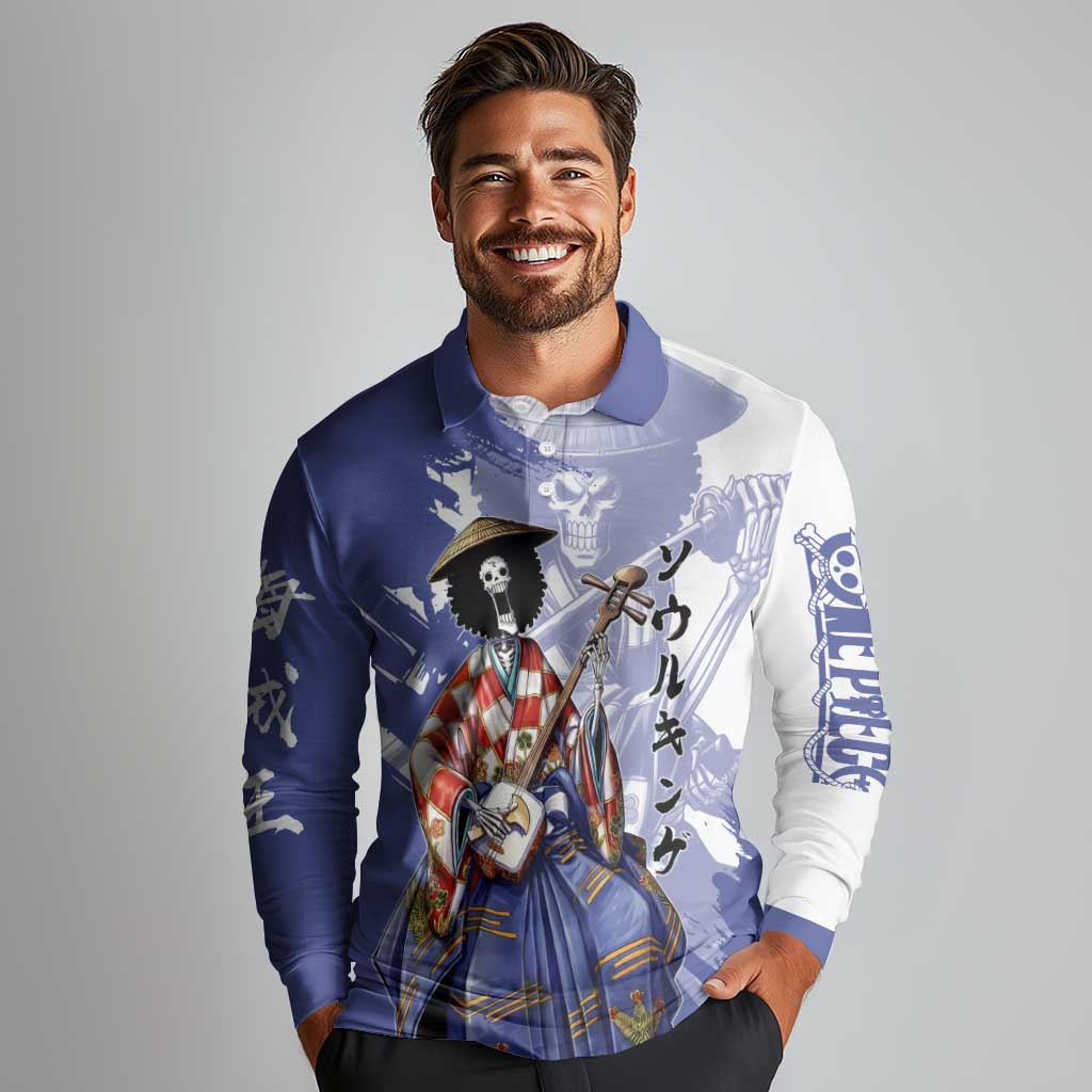 Brook in Wano Samurai Attire Long Sleeve Polo Shirt Soul King Brook - Traditional Japanese Style