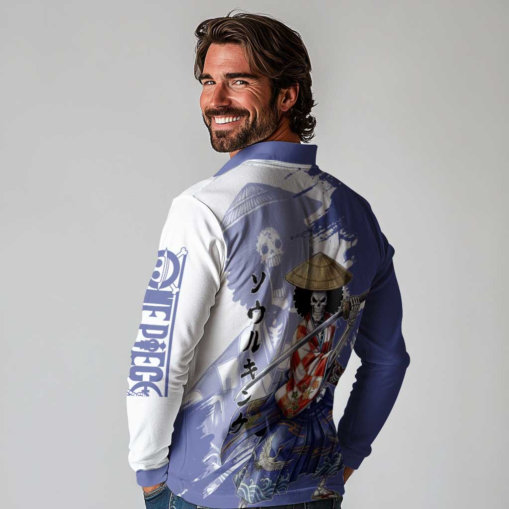 Brook in Wano Samurai Attire Long Sleeve Polo Shirt Soul King Brook - Traditional Japanese Style
