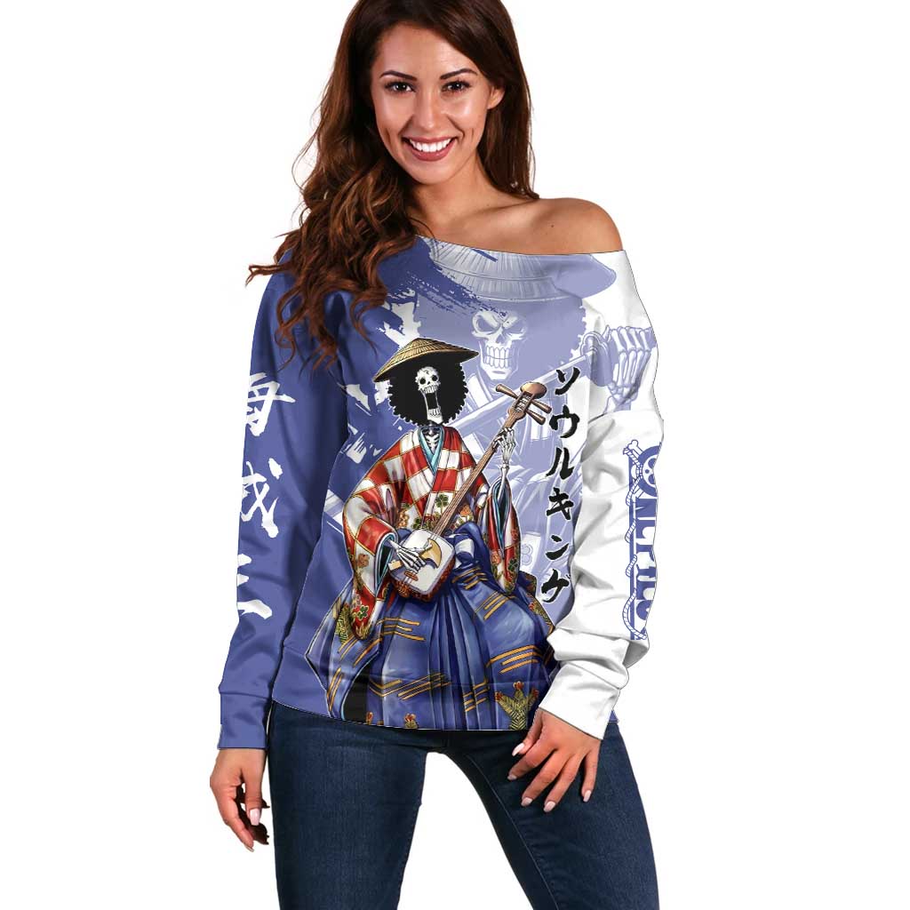 Brook in Wano Samurai Attire Off Shoulder Sweater Soul King Brook - Traditional Japanese Style