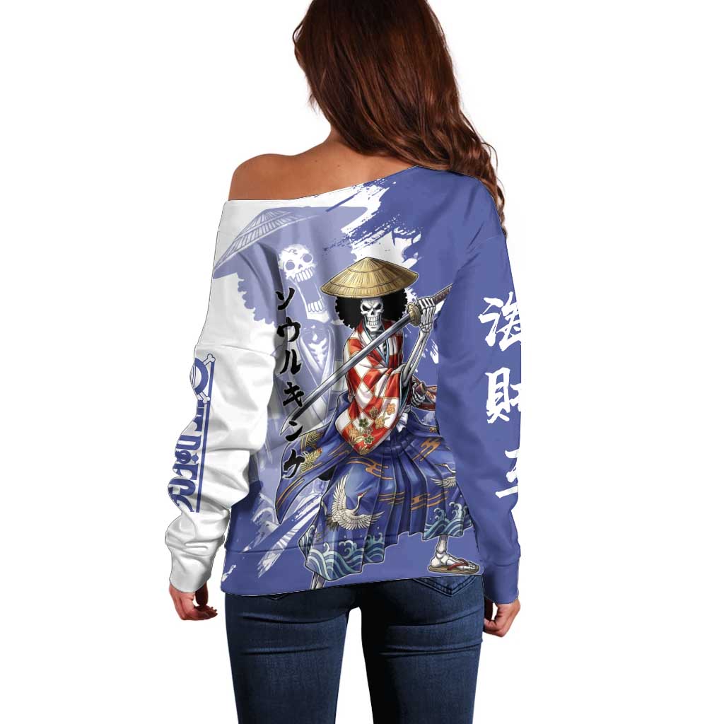 Brook in Wano Samurai Attire Off Shoulder Sweater Soul King Brook - Traditional Japanese Style