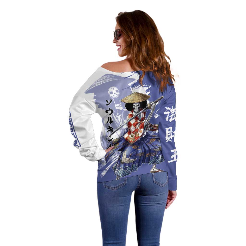 Brook in Wano Samurai Attire Off Shoulder Sweater Soul King Brook - Traditional Japanese Style