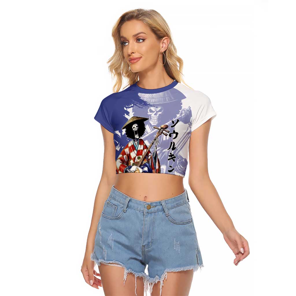 Brook in Wano Samurai Attire Raglan Cropped T Shirt Soul King Brook - Traditional Japanese Style